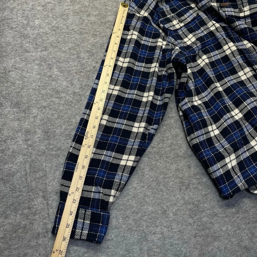 Orvis Flannel Shirt Mens XXL Long Sleeve Plaid Cotton Blue White